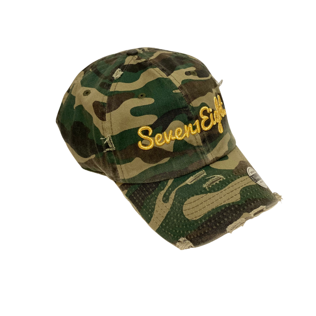 Distressed Camo Seven1Eight Dad Hat